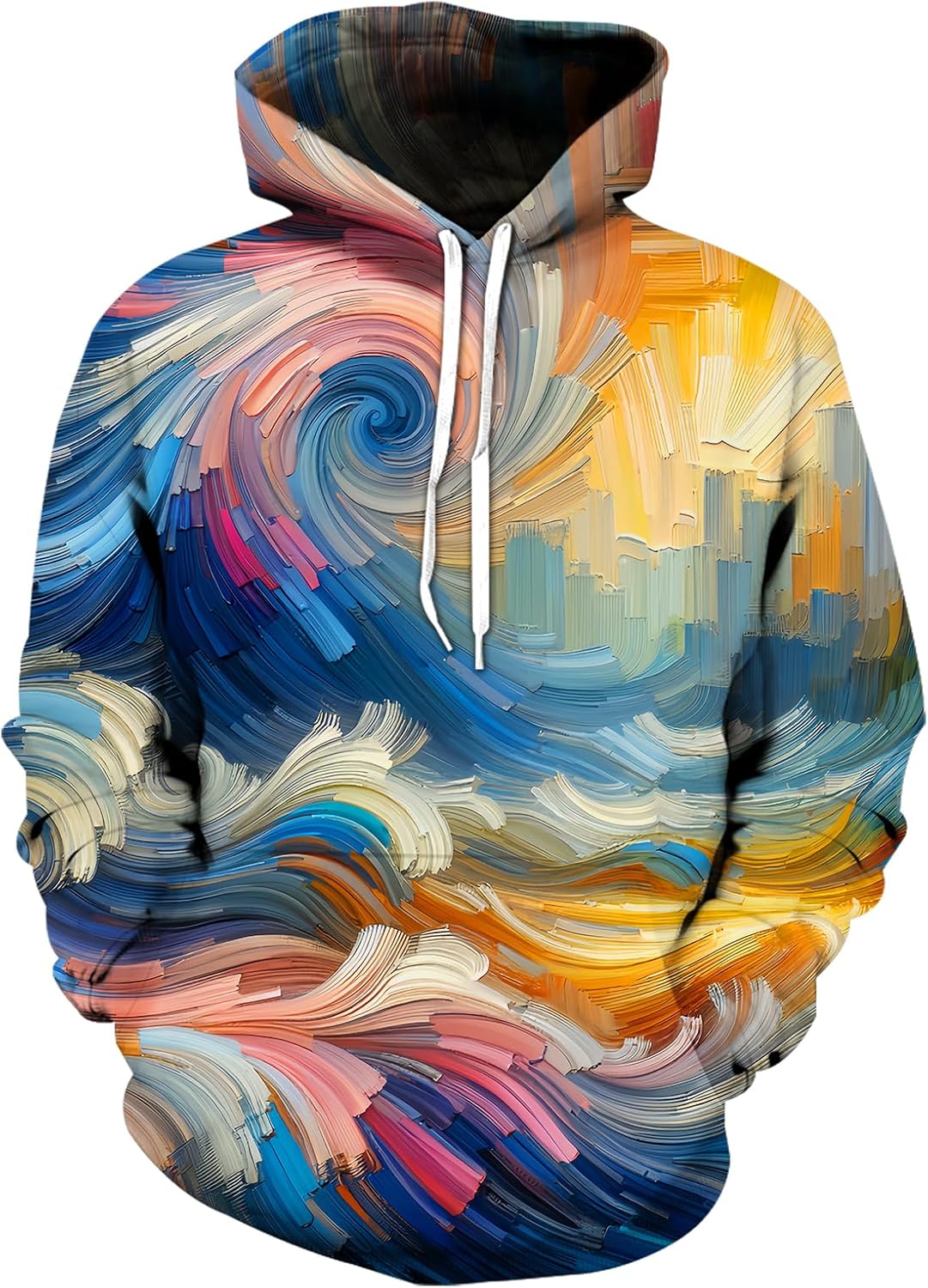 Aueoero Unisex Graphic Hoodies, 3D Novelty Pullover Sweatshirt, Xmas Men Women Teen Boy Gifts, Black White Galaxy Print Flag