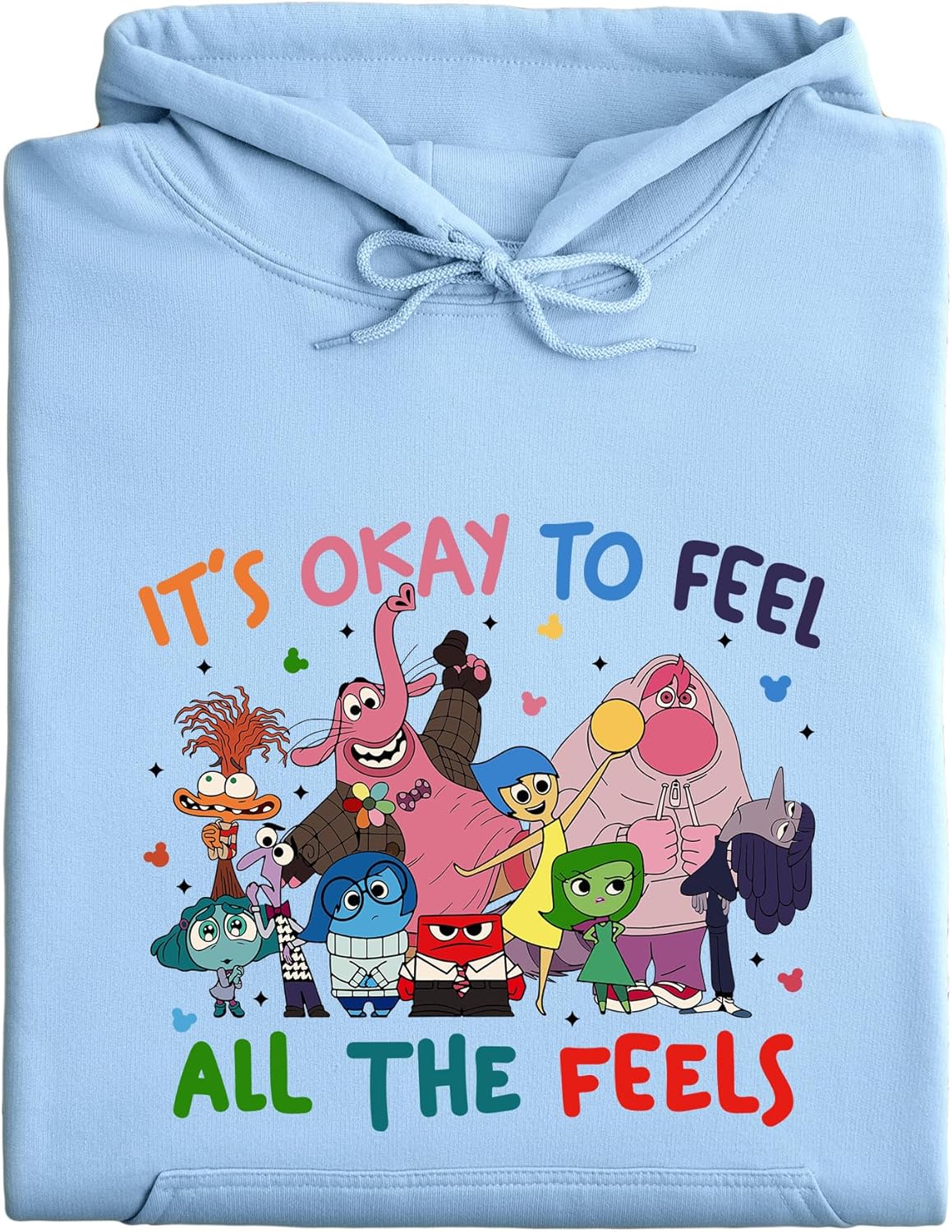 CLUTCHINK It\u2019s Okay to Feel All the Feels Hoodie \u2013 Printed Unisex Pullover Sweatshirt | Fun Cartoon Emotion Design
