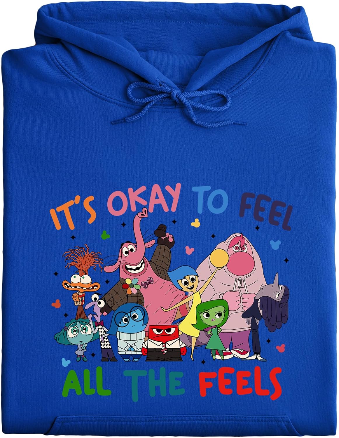 CLUTCHINK It\u2019s Okay to Feel All the Feels Hoodie \u2013 Printed Unisex Pullover Sweatshirt | Fun Cartoon Emotion Design - Image 9