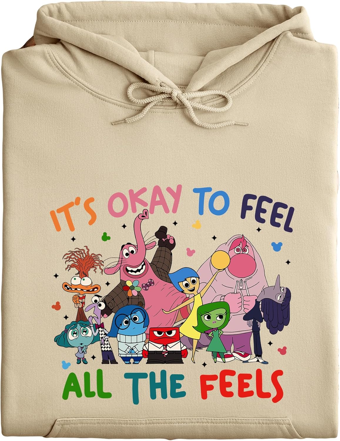 CLUTCHINK It\u2019s Okay to Feel All the Feels Hoodie \u2013 Printed Unisex Pullover Sweatshirt | Fun Cartoon Emotion Design - Image 6