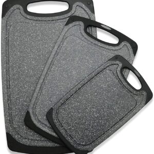 Cutting Boards for Kitchen, Large-Small Cutting Board Set of 3, Dishwasher Safe, Juice Groove, Easy Grip Handle, Non-Slip Rubber Cutting Board