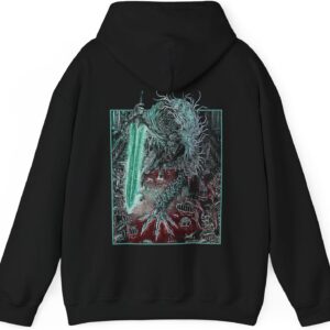 Drippy Souls Soulsborne Ludwig the Accursed Holy Blade Grim-Inspired Hooded Sweatshirt for Dark Fantasy Gamers Black