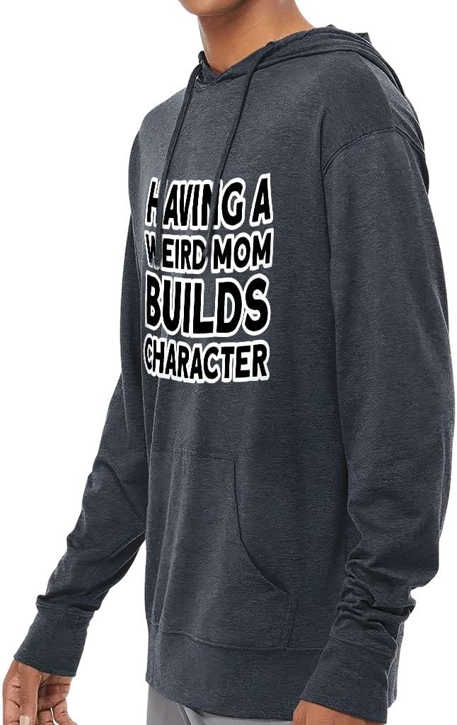 Having a Weird Mom Builds Character Lightweight Jersey Hoodie - Cool Hooded Pullover - Funny Hoodie - Image 2
