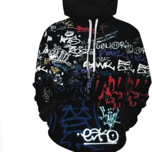 Hwycomfort Men's 3d Printed Novelty Hoodie Hip Hop Hoodies Street Graffiti Sweatshirt Casual Pockets Pullover
