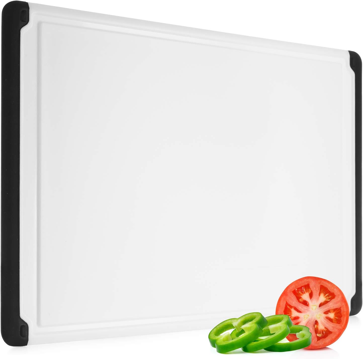 Large Cutting Board for Kitchen - 18x12 Inch Plastic Cutting Board with Deep Juice Groove, Non-Slip Dishwasher Safe Carving Board for Turkey, Meat, Vegetables, Fruits - Thanksgiving and Christmas Gift