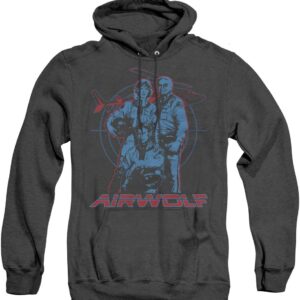Manu BAy Surf Company Airwolf Characters Black Heather Hoodie
