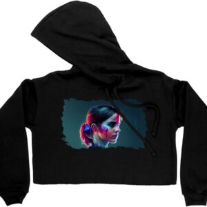 SERENITY TRENDS Character Women's Cropped Fleece Hoodie - Robot Cropped Hoodie for Women - Cyborg Hooded Sweatshirt