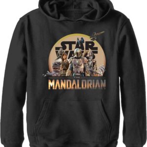 STAR WARS Boy's The Mandalorian Character Collage Pull Over Hoodie