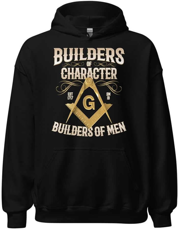 Vinson MFG Builders of Character Masonic Hoodie, Freemason Square & Compass Hoodie, SM-5XL - Image 2