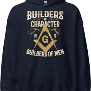 Vinson MFG Builders of Character Masonic Hoodie, Freemason Square & Compass Hoodie, SM-5XL