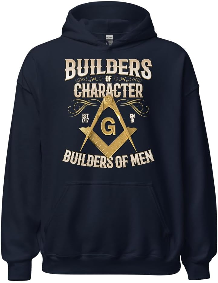 Vinson MFG Builders of Character Masonic Hoodie, Freemason Square & Compass Hoodie, SM-5XL
